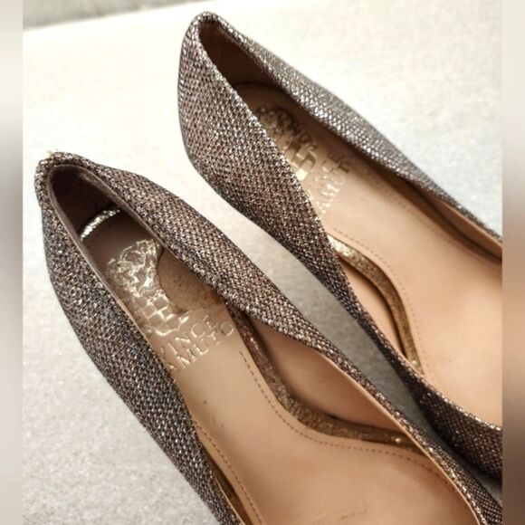 Vince Camuto Silver Grey  Peep-Toe Heels Shoes Formal Party Sz 6 - Picture 12 of 15